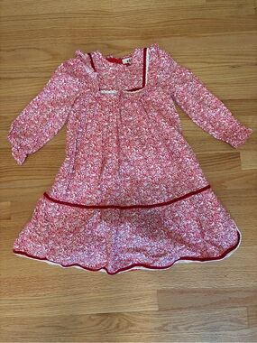 Mini Boden Red Floral Long-Sleeve Dress